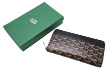 Load image into Gallery viewer, GOYARD ゴヤール マティニョンGM 長財布 ヘリンボーン柄 ラウンドファスナー ブラック ブラウン 美品 中古 4c067604