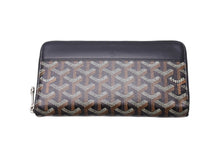 Load image into Gallery viewer, GOYARD ゴヤール マティニョンGM 長財布 ヘリンボーン柄 ラウンドファスナー ブラック ブラウン 美品 中古 4c067604