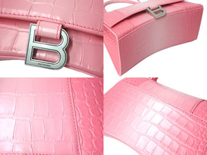 極美品 BALENCIAGA バレンシアガ アワーグラス 2WAYハンドバッグ 593546 型押し グラデーションカラー ピンク 中古 4c067607