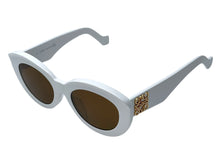Load image into Gallery viewer, 新品同様 LOEWE ロエベ サングラス LW40051F サイズ53□21 145 ホワイト ブラウン プラスチック アナグラムロゴ 中古 4c067609