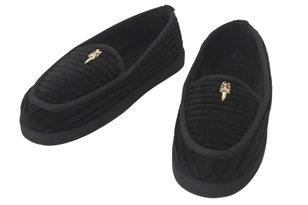 極美品 CHROMEHEARTS クロムハーツ ダガー装飾 コーデュロイ スリッポン シューズ コーデュロイ シルバー925 37 中古 4c067616