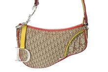 Load image into Gallery viewer, 極美品 Christian Dior クリスチャンディオール サドル ショルダーバッグ トロッター柄 レザー キャンバス シルバー金具 中古 4c067620