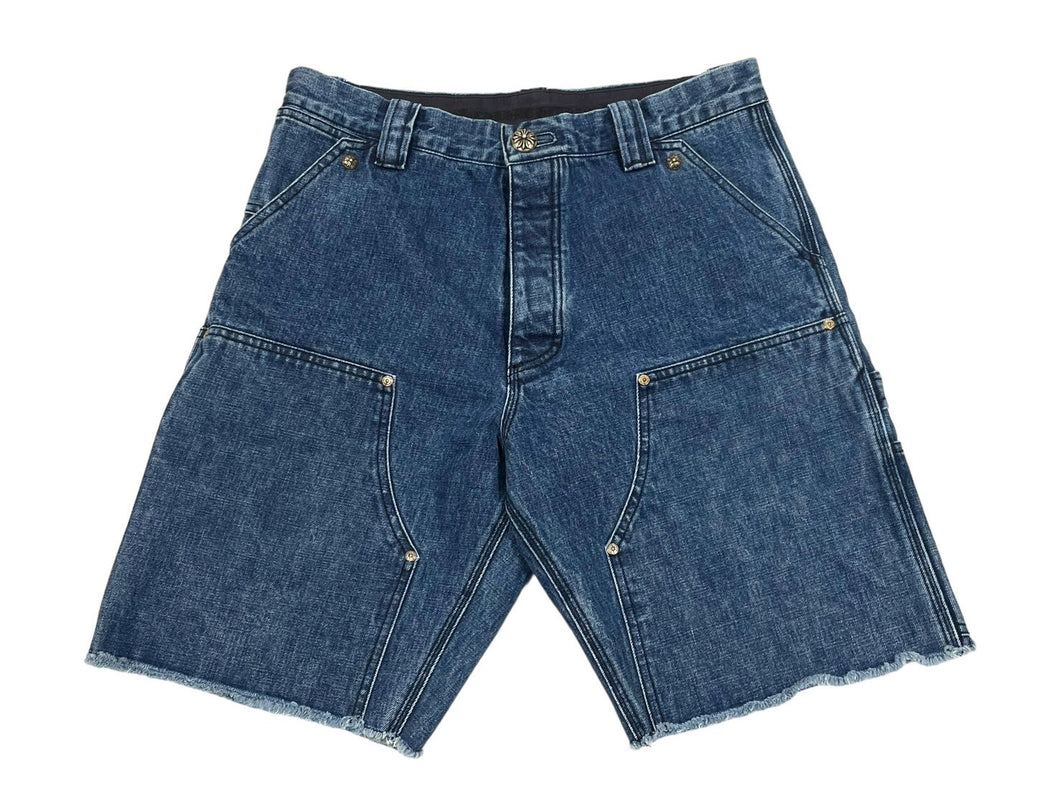 CHROME HEARTS クロムハーツ デニムカーペンターカットオフショートパンツ インディゴ シルバー925 サイズ34 美品 中古 4c067644