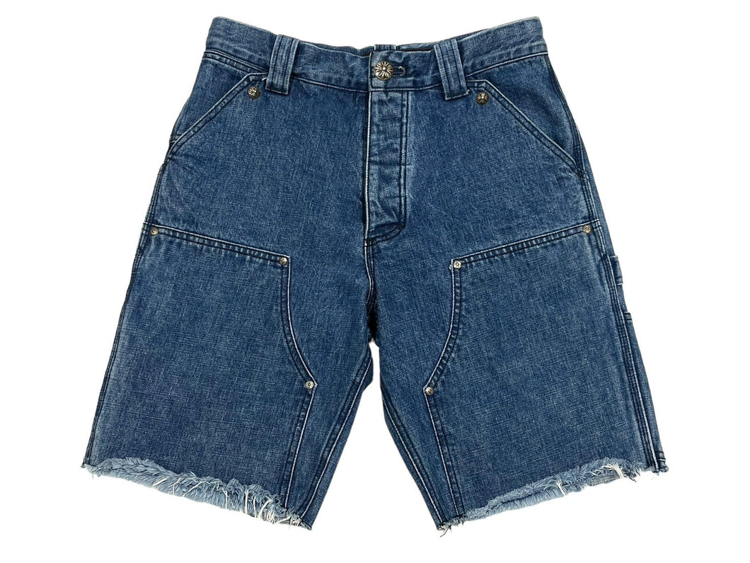 CHROME HEARTS クロムハーツ デニムカーペンターカットオフショートパンツ インディゴ シルバー925 サイズ30 美品 中古 4c067645