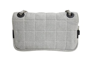 CHANEL シャネル スポーツライン チェーンショルダーバッグ マトラッセ 9番台 コットン グレー マットシルバー金具 美品 中古 4c067660