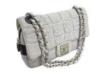 Load image into Gallery viewer, CHANEL シャネル スポーツライン チェーンショルダーバッグ マトラッセ 9番台 コットン グレー マットシルバー金具 美品 中古 4c067660