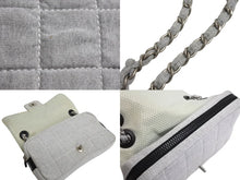 Load image into Gallery viewer, CHANEL シャネル スポーツライン チェーンショルダーバッグ マトラッセ 9番台 コットン グレー マットシルバー金具 美品 中古 4c067660