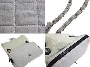 CHANEL シャネル スポーツライン チェーンショルダーバッグ マトラッセ 9番台 コットン グレー マットシルバー金具 美品 中古 4c067660