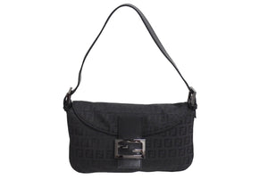FENDI フェンディ ズッキーノ柄 ワンショルダーバッグ ハンドバッグ キャンバス ブラック シルバー金具 美品 中古 4c067655 