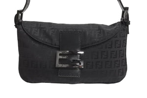 FENDI フェンディ ズッキーノ柄 ワンショルダーバッグ ハンドバッグ キャンバス ブラック シルバー金具 美品 中古 4c067655 