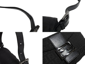 FENDI フェンディ ズッキーノ柄 ワンショルダーバッグ ハンドバッグ キャンバス ブラック シルバー金具 美品 中古 4c067655 