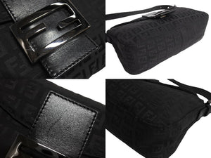 FENDI フェンディ ズッキーノ柄 ワンショルダーバッグ ハンドバッグ キャンバス ブラック シルバー金具 美品 中古 4c067655 