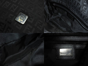 FENDI フェンディ ズッキーノ柄 ワンショルダーバッグ ハンドバッグ キャンバス ブラック シルバー金具 美品 中古 4c067655 
