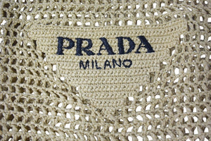 極美品 PRADA プラダ クロシェ トートバッグ ハンドバッグ ナチュラル イタリア製 ストローウィッカー 中古 4c067663