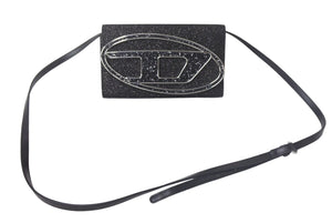 新品未使用 DIESEL ディーゼル 1DR WALLET STRAP X09809 P0787 レザー ブラック シルバー 2WAYバッグ 中古 4c067664