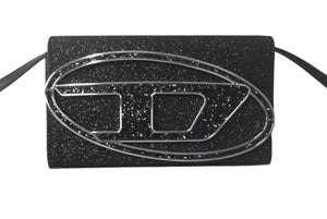 新品未使用 DIESEL ディーゼル 1DR WALLET STRAP X09809 P0787 レザー ブラック シルバー 2WAYバッグ 中古 4c067664