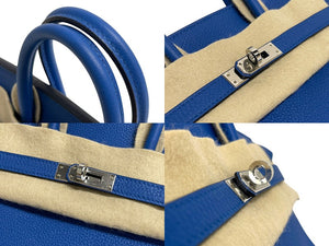 新品同様 HERMES エルメス バーキン25 ハンドバッグ C刻印 ブルーゼリージュ トゴ シルバー金具 フランス製 中古 4c067668