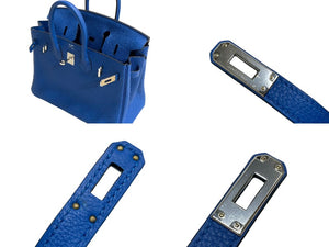 新品同様 HERMES エルメス バーキン25 ハンドバッグ C刻印 ブルーゼリージュ トゴ シルバー金具 フランス製 中古 4c067668