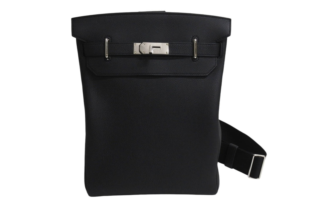 極美品 HERMES エルメス ケリー アッカドGM ショルダーバッグ U刻印 トゴ ブラック シルバー金具 フランス製 中古 4c067669