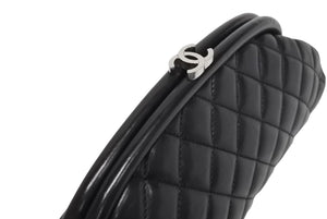 CHANEL シャネル マトラッセ クラッチバッグ セカンドバッグ がま口 ラムスキン 15番台 ブラック シルバー金具 美品 中古 4c067670