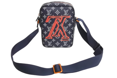 LOUIS VUITTON ルイヴィトン アップサイドダウン ダヌーブPM ショルダーバッグ M43678 コーティングキャンバス ネイビー 美品 中古 4c067674