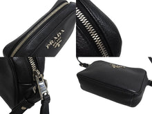 画像をギャラリービューアに読み込む, 極美品 PRADA プラダ ショルダーバッグ 1BH096 斜め掛けバッグ ブラック レザー シルバー金具 中古 4c067687 