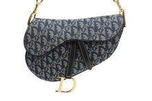 Load image into Gallery viewer, 極美品 Christian Dior クリスチャン ディオール トロッター サドルバッグ キャンバス×レザー ネイビー ハンドバッグ 中古 4c067694