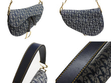 Load image into Gallery viewer, 極美品 Christian Dior クリスチャン ディオール トロッター サドルバッグ キャンバス×レザー ネイビー ハンドバッグ 中古 4c067694
