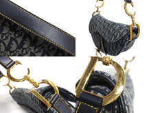 Load image into Gallery viewer, 極美品 Christian Dior クリスチャン ディオール トロッター サドルバッグ キャンバス×レザー ネイビー ハンドバッグ 中古 4c067694