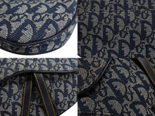 Load image into Gallery viewer, 極美品 Christian Dior クリスチャン ディオール トロッター サドルバッグ キャンバス×レザー ネイビー ハンドバッグ 中古 4c067694