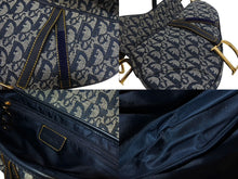 Load image into Gallery viewer, 極美品 Christian Dior クリスチャン ディオール トロッター サドルバッグ キャンバス×レザー ネイビー ハンドバッグ 中古 4c067694