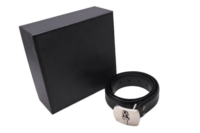 CHROME HEARTS クロムハーツ 1.5 STRAP ベルトストラップ サイズ32 ブラック レザー シルバー925 美品 中古 4c067700
