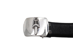 CHROME HEARTS クロムハーツ 1.5 STRAP ベルトストラップ サイズ32 ブラック レザー シルバー925 美品 中古 4c067700