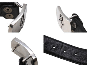 CHROME HEARTS クロムハーツ 1.5 STRAP ベルトストラップ サイズ32 ブラック レザー シルバー925 美品 中古 4c067700