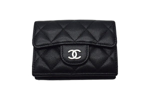 CHANEL シャネル クラシック スモール フラップ ウォレット 三つ折り財布 31番台 キャビアスキン ブラック 美品 中古 4c067745