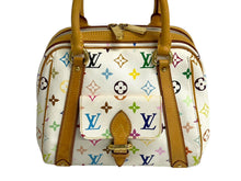 Load image into Gallery viewer, LOUIS VUITTON ルイヴィトン プノシラ ハンドバッグ M40096 PVC ヌメ革 ゴールド金具 ホワイト マルチカラー 美品 中古 4c067777
