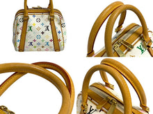 Load image into Gallery viewer, LOUIS VUITTON ルイヴィトン プノシラ ハンドバッグ M40096 PVC ヌメ革 ゴールド金具 ホワイト マルチカラー 美品 中古 4c067777
