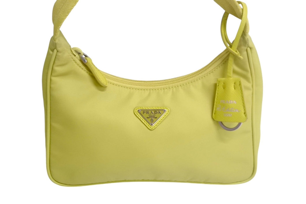 PRADA プラダ Re-Edition 2000 ハンドバッグ ワンショルダーバッグ 1NE515 トライアングルロゴ ナイロン イエロー 美品 中古 4c067779