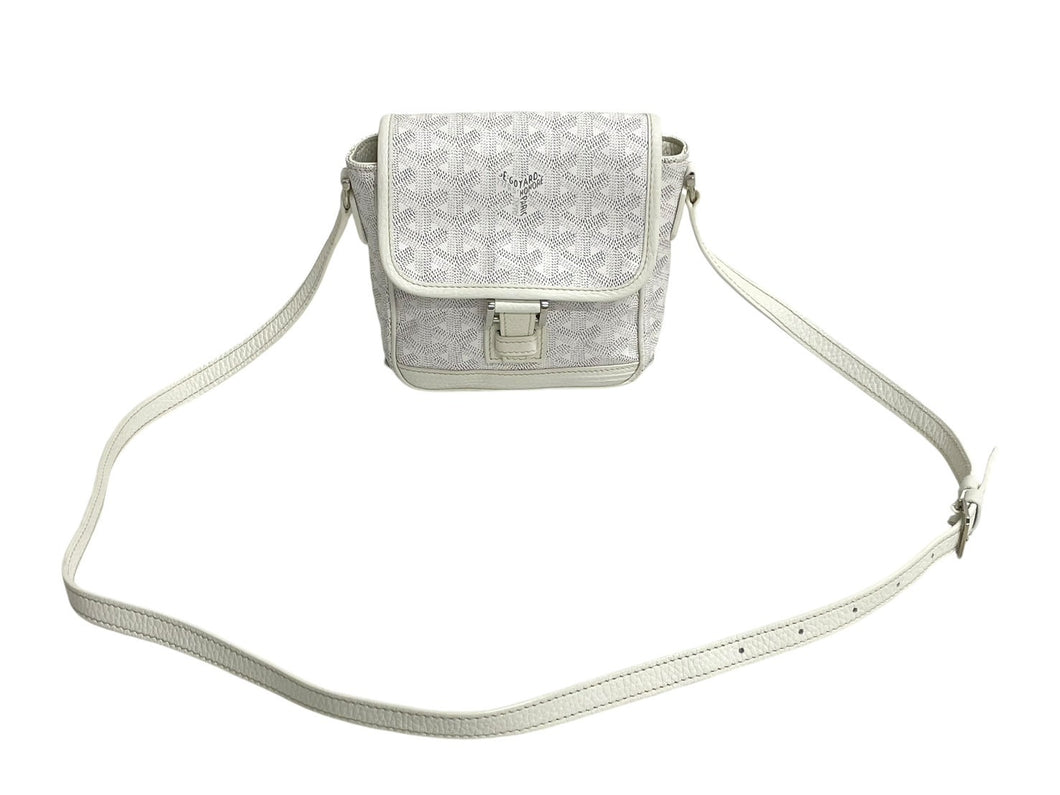 Goyard ゴヤール グランブルーPM ショルダーバッグ ポシェット レザー ホワイト シルバー金具 美品 中古 4c067783