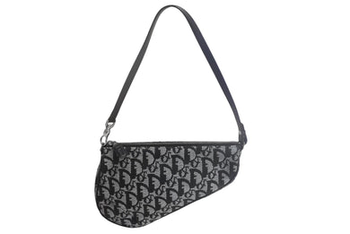 極美品 ChristianDior クリスチャンディオール トロッター サドルポーチ ワンショルダーバッグ ネイビー ガリアーノ期 中古 4c067784