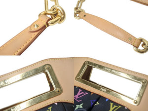 極美品 LOUIS VUITTON ルイヴィトン ジュディPMノワール 2WAY M40258 PVC ヌメ革 ゴールド金具 ブラック マルチカラー 村上隆 中古 4c067817