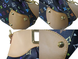極美品 LOUIS VUITTON ルイヴィトン ジュディPMノワール 2WAY M40258 PVC ヌメ革 ゴールド金具 ブラック マルチカラー 村上隆 中古 4c067817