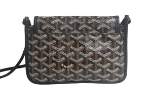 新品未使用 Goyard ゴヤール プリュメ ポーチウォレット ショルダーバッグ ゴヤールディンキャンバス ブラック 中古 4c067828