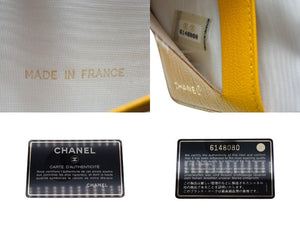 極美品 CHANEL シャネル カードケース ココマーク ソフトカーフ 手帳カバー ゴールド金具 イエロー 6番台 中古 4c067842