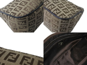 FENDI フェンディ ズッキーノ ハンドバッグ ズッカ柄 イタリア製 キャンバス レザー ベージュ ブラウン シルバー金具 美品 中古 4c067851 