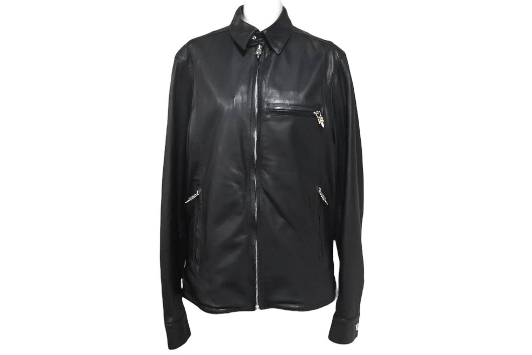 CHROME HEARTS クロムハーツ ライダース 2225-304-0351 ブラック Sサイズ パーツ破損あり 中古 4c067872