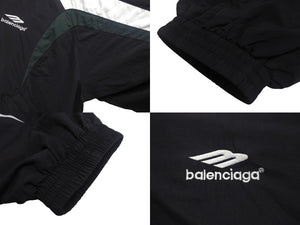 極美品 BALENCIAGA バレンシアガ トラックジャケット 23SS 725276 イタリア製 ナイロン ブラック グリーン サイズ2 中古 4c067874