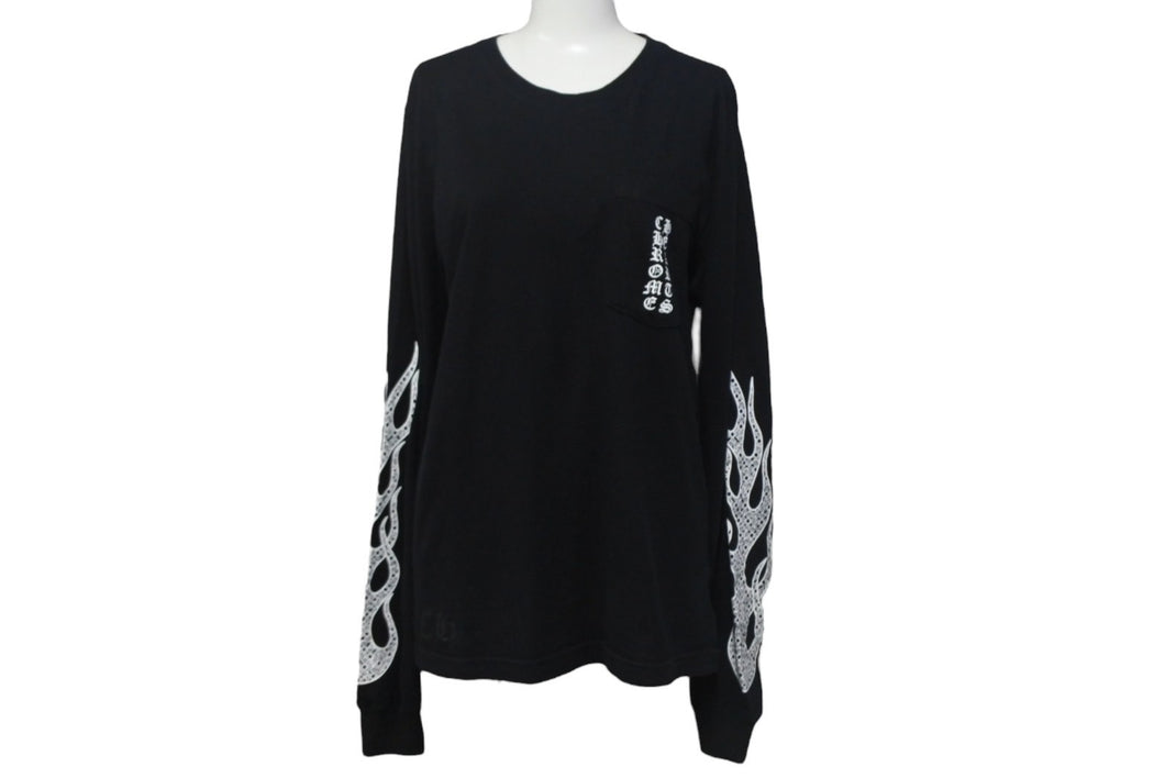 CHROME HEARTS クロムハーツ 長袖シャツ ロンT 2212 304 0226 サイズS コットン ブラック ホワイト 良品 中古 4c067882