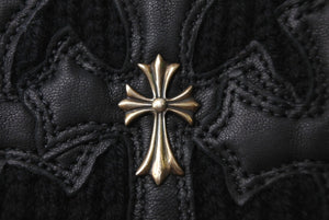 CHROME HEARTS クロムハーツ ビーニー ニット帽 クロスパッチ カシミヤ ブラック 美品 中古 4c067891