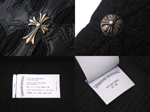 CHROME HEARTS クロムハーツ ビーニー ニット帽 クロスパッチ カシミヤ ブラック 美品 中古 4c067891